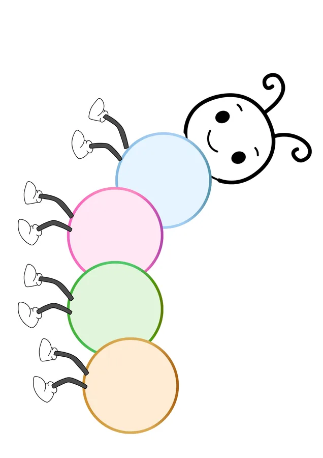 Caterpillar 2: blue, pink, green, orange. Same colors, different order.