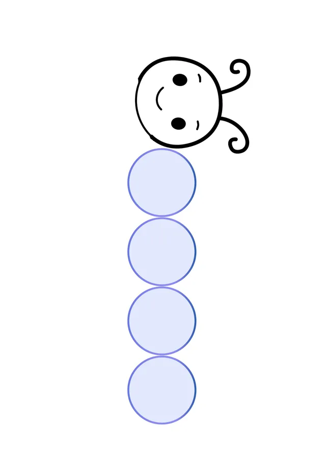 Empty caterpillar. This is where your child rebuilds the pattern.