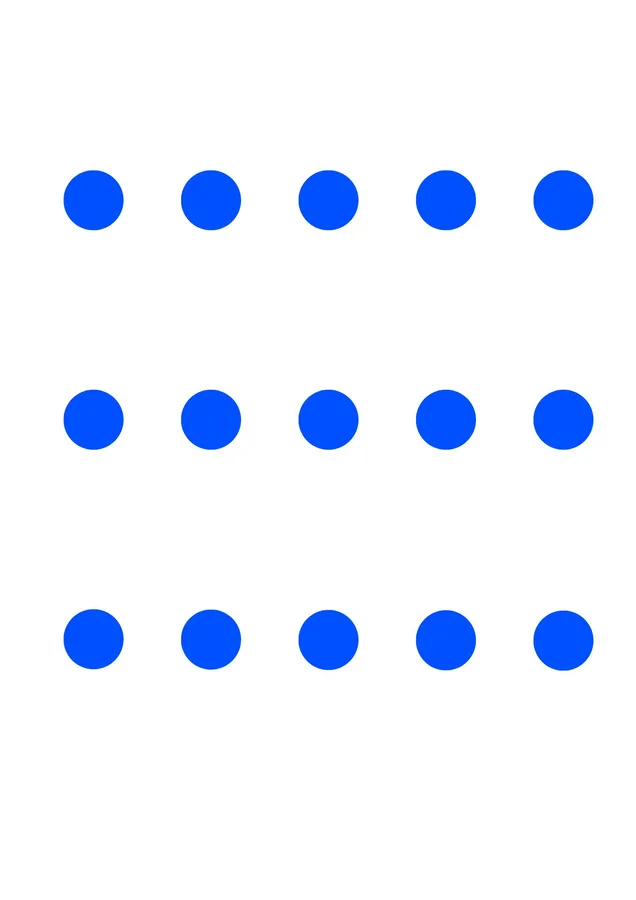 Three rows of blue dots. Left to right, alternating hands.