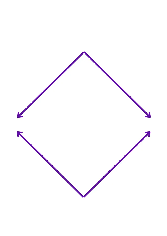 Diamond made of four arrows. Each arrow shows the direction.